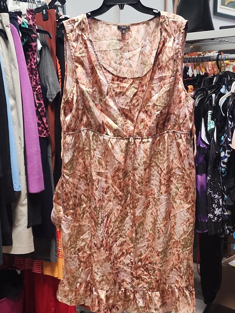 Talbots Peach-Tone Floral Sleeveless Midi Dress